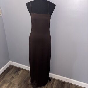 Thirty Thirty Brown Maxi Slip Dress Women's Medium Evening Cocktail Party